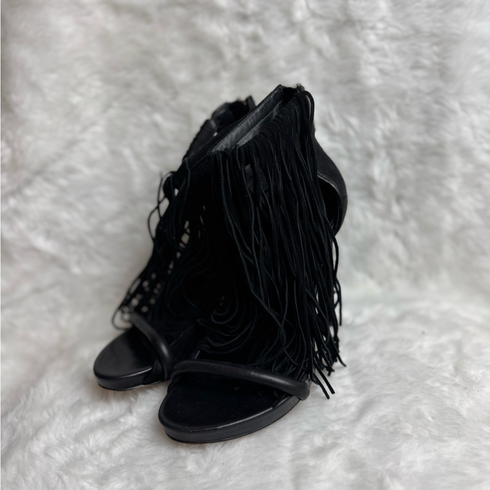Alexander Wang Black Suede Fringe D'Orsay Heel - Picture 3 of 12
